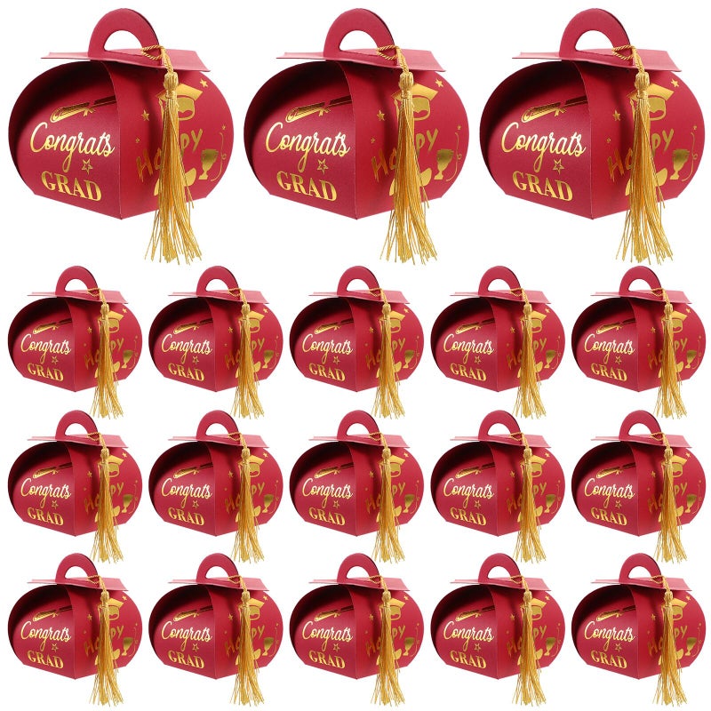 Graduation Cap Candy Boxes With Tassel 50pcs Gold Foil Treat Holder Set - Image 2
