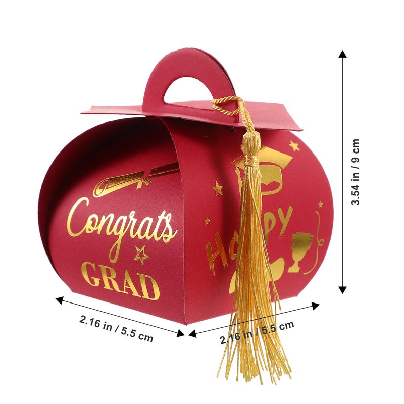 Graduation Cap Candy Boxes With Tassel 50pcs Gold Foil Treat Holder Set - Image 3