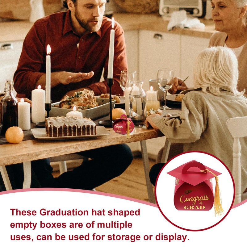 Graduation Cap Candy Boxes With Tassel 50pcs Gold Foil Treat Holder Set - Image 4