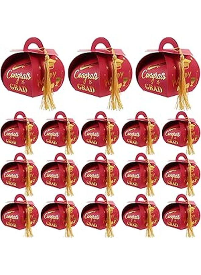 Graduation Cap Candy Boxes With Tassel 50pcs Gold Foil Treat Holder Set - Image 1