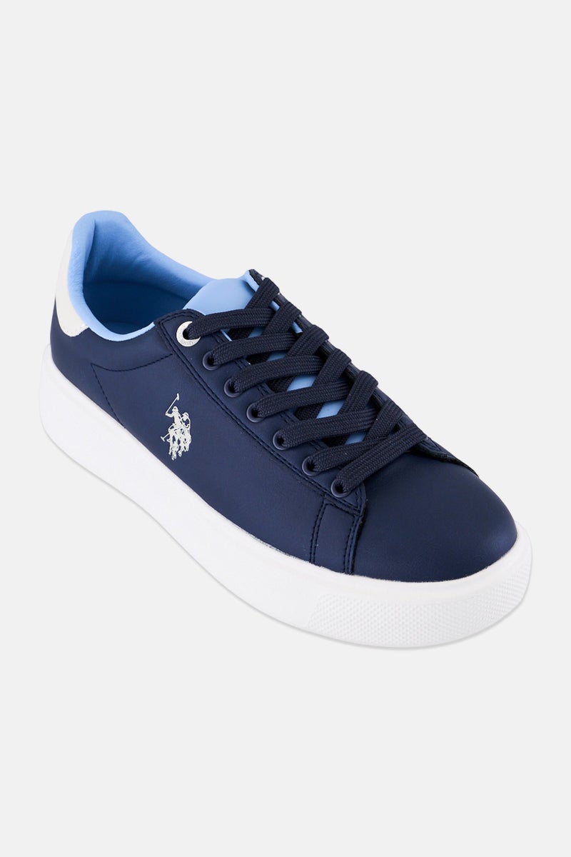 U.S. Polo Assn. Women Brand Logo Lace Up Casual Shoes, Navy - Image 1