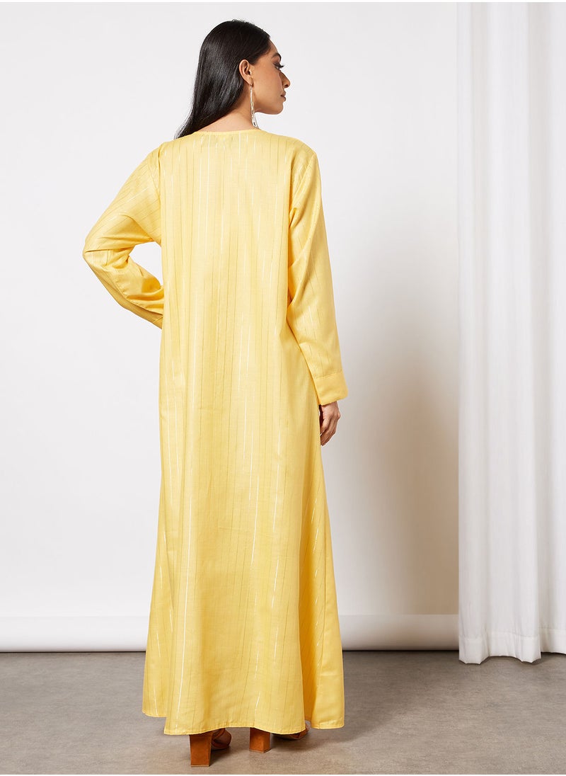 HANA & SARA - Casual Embroidered Round Neck Jalabiya For Women - Image 1