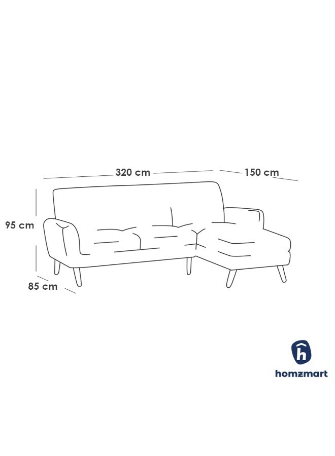 Homzmart Swedish Wood  and Linen L-Shape Sofa - Blue - Image 2