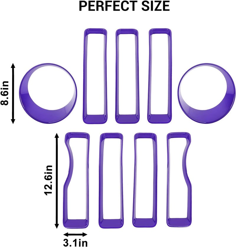 JeCar Grille Inserts & Headlight Cover for 2018-2022 JL Sport & Sport S ONLY (Purple) - Image 5