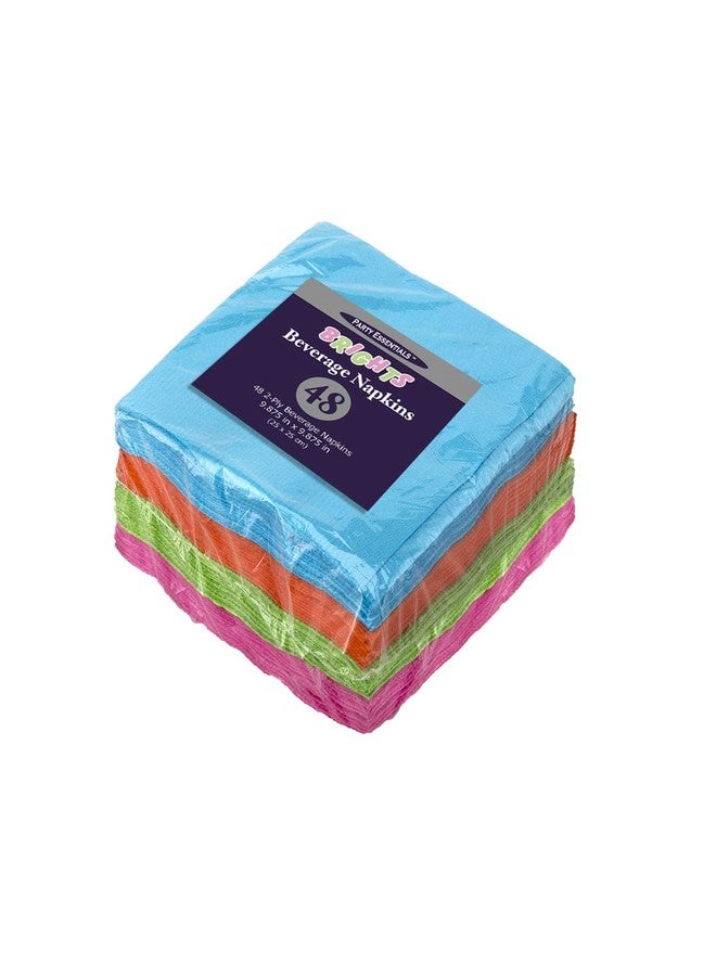 Party Essentials أساسيات الحفلات مناديل مشروبات مربعة مزدوجة الطبقة، 9-7/8" × 9-7/8"، ألوان نيون متنوعة (عبوة من 576)  - Image 5
