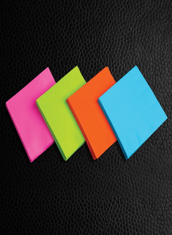 Party Essentials أساسيات الحفلات مناديل مشروبات مربعة مزدوجة الطبقة، 9-7/8" × 9-7/8"، ألوان نيون متنوعة (عبوة من 576)  - Image 3