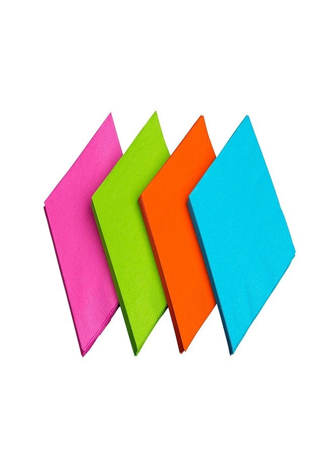 Party Essentials أساسيات الحفلات مناديل مشروبات مربعة مزدوجة الطبقة، 9-7/8" × 9-7/8"، ألوان نيون متنوعة (عبوة من 576)  - Image 1