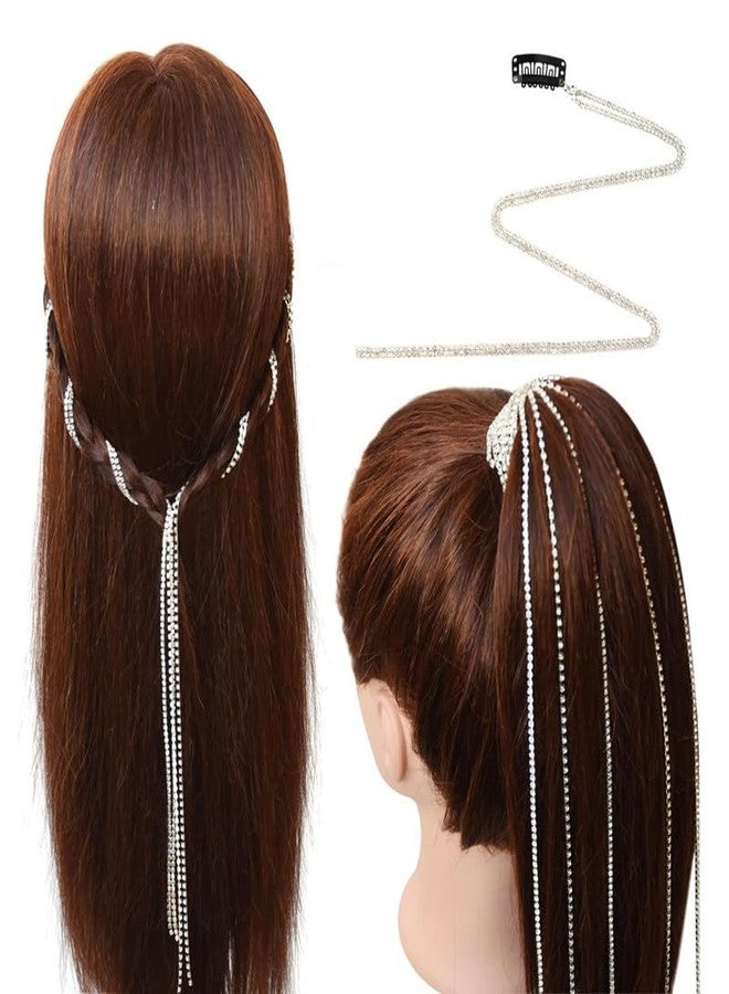RECTYO GALLERY 2 Pieces Premium Rhinestone Hair Chains Hair Clip Bling Tassel Hair Clips Chains Hair Extension Hairpin Chains for Women Hair Jewelry Braids Decorative (Silver) - Image 3