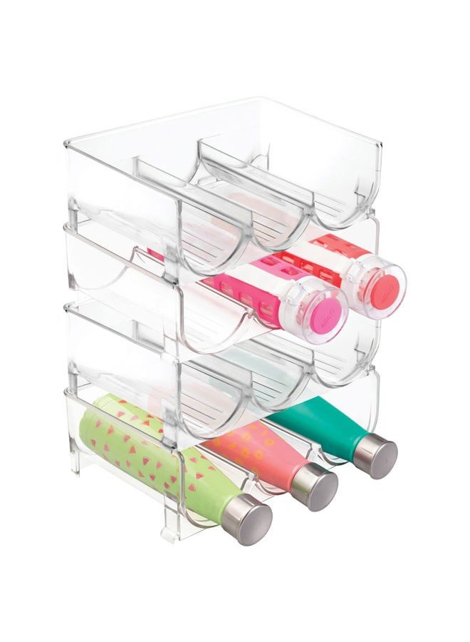 mDesign Stackable Water Bottle Holder Refreshing Water Bottle Storage 3 Bottles X 4 Racks For Water Juice Sodas Et In Your Fridge Pantry Or Cabinets Kitchen Accessories Clear Pack of 4 Transparent - Image 1