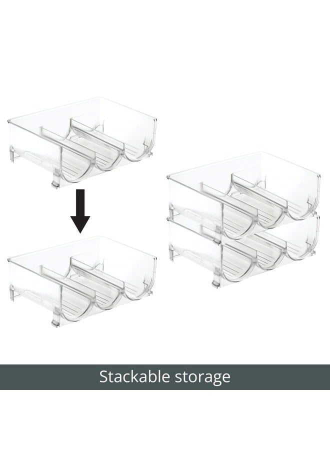 mDesign Stackable Water Bottle Holder Refreshing Water Bottle Storage 3 Bottles X 4 Racks For Water Juice Sodas Et In Your Fridge Pantry Or Cabinets Kitchen Accessories Clear Pack of 4 Transparent - Image 5
