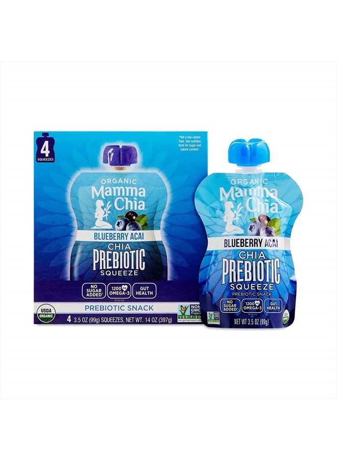 Mamma Chia , Organic Chia Prebiotic Squeeze, Blueberry Acai, 4 Squeezes, 3.5 oz (99 g) Each - Image 2
