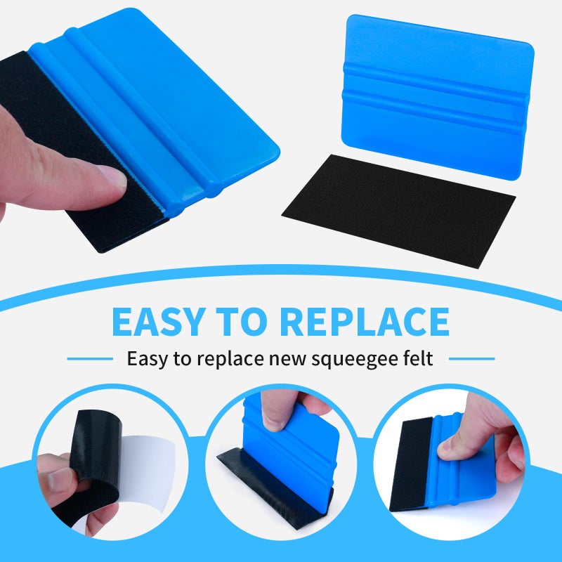 Arayker 20 Pack Vinyl Wrap Squeegee 4 Inch / 6 Inch Felt Edge Squeegee Window Film Tint Tool Decal Applicator Scraper Tool Wallpaper Smoothing Tool with 20 PCS Black Fabric Felt - Image 3