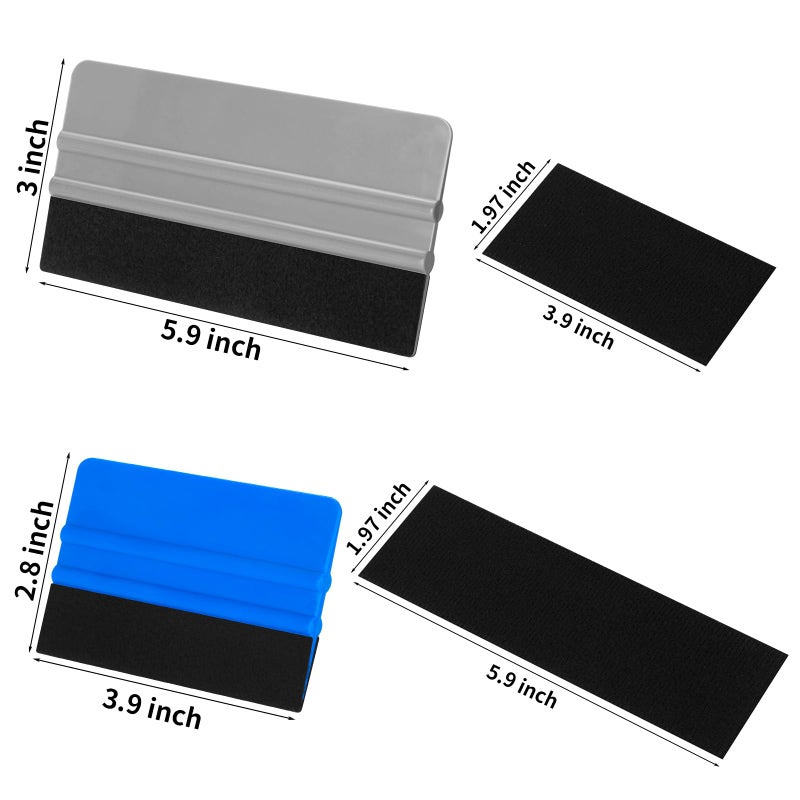 Arayker 20 Pack Vinyl Wrap Squeegee 4 Inch / 6 Inch Felt Edge Squeegee Window Film Tint Tool Decal Applicator Scraper Tool Wallpaper Smoothing Tool with 20 PCS Black Fabric Felt - Image 2