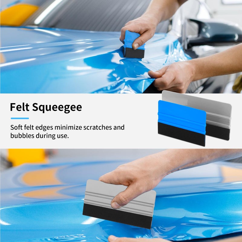 Arayker 20 Pack Vinyl Wrap Squeegee 4 Inch / 6 Inch Felt Edge Squeegee Window Film Tint Tool Decal Applicator Scraper Tool Wallpaper Smoothing Tool with 20 PCS Black Fabric Felt - Image 5