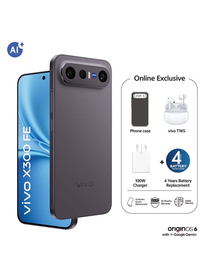 vivo X300 FE 5G Dual SIM Black 12GB RAM 256GB With Exclusive vivo Air Buds 3 And 24 Months Warranty + 1 Year Screen Replacement - Middle East Version - Image 1