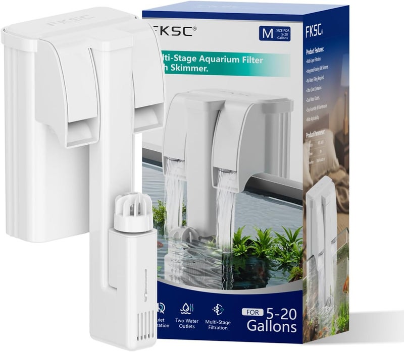 FKSC Hang‐On Back Aquarium Filter for 10–30 Gal Tanks｜3-Stage Multi-Stage Filtration with Surface Skimmer, Ultra-Quiet HOB Power Waterfall Filter for Freshwater - Image 2