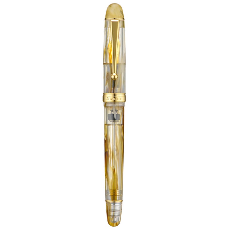 Asvine V126 Vacuum Filling Fountain Pen Brown Swirl Transparent Acrylic Medium Nib LargeCapacity with Gift Case - Image 2
