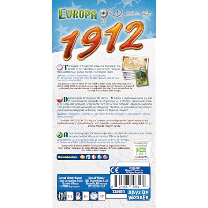 دايز أوف ووندر تذكرة Days Of Wonder Asmodee لركوب - حزمة توسيع أوروبا 1912 (DOW720111) - Image 5