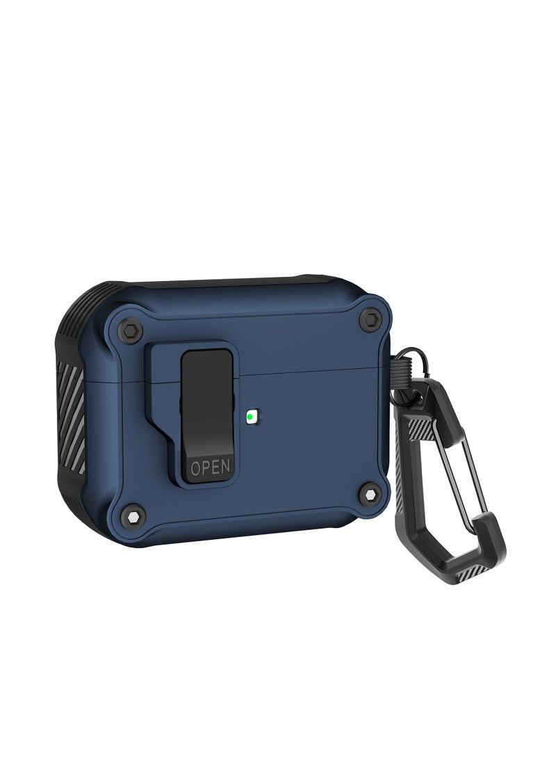 General For Airpods 1/2 earbuds case with automatic safety lock clip, hard-shell full-body case, compatible with Apple Airpods 1/2 wireless charging case 