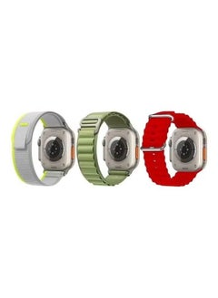 vesus 3Pack for apple Watch Band 49mm 45mm 44mm 42mm Alpine Loop Band, Trail Band, Ocean Band Compatible with Apple Watch ultra/8/7/SE/6/5/4/3/2/1 Red/Green/Grey 