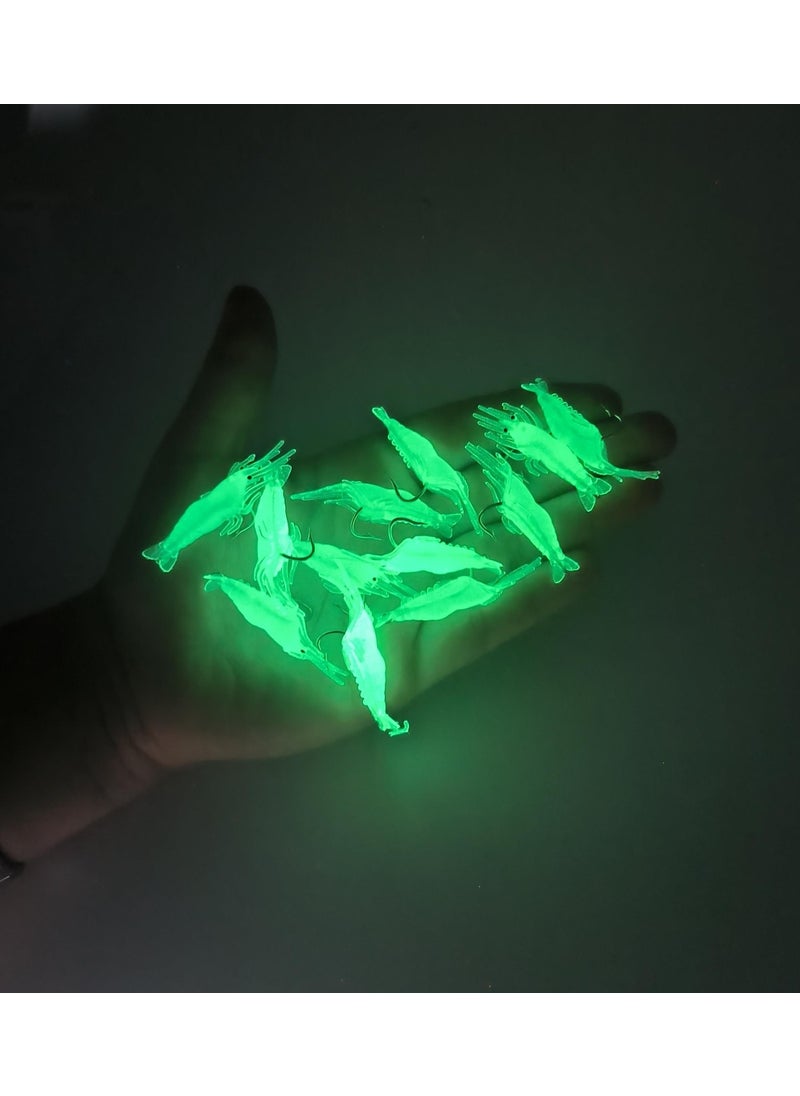 Valkyrie - 12 Pieces Phosphorescent Hook Silicone Shrimp Fishing Bait Fake Artificial Hook Fish Bait White - Image 1