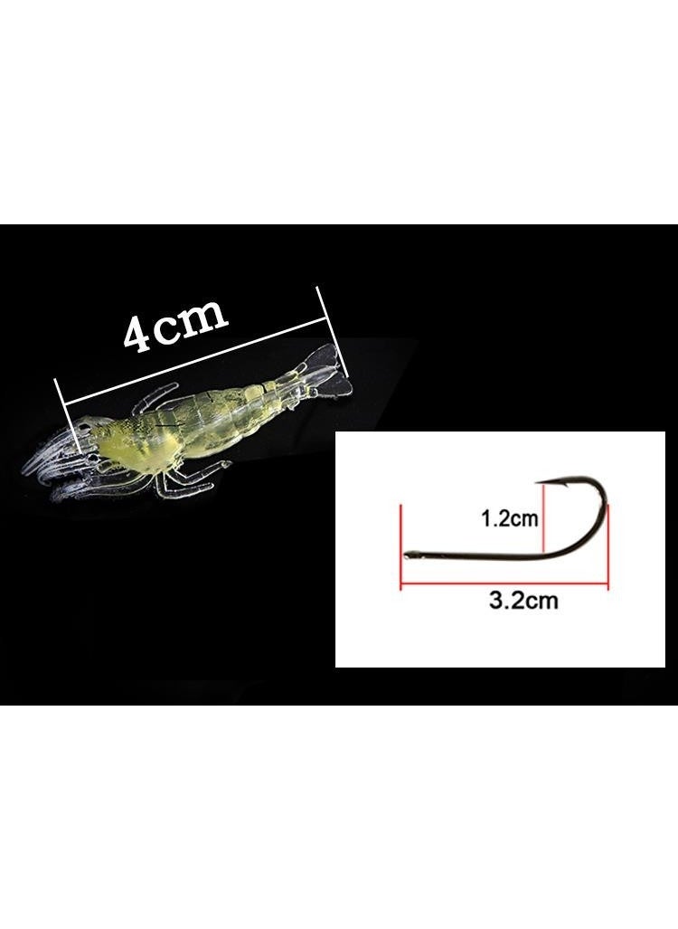 Valkyrie - 12 Pieces Phosphorescent Hook Silicone Shrimp Fishing Bait Fake Artificial Hook Fish Bait White - Image 1