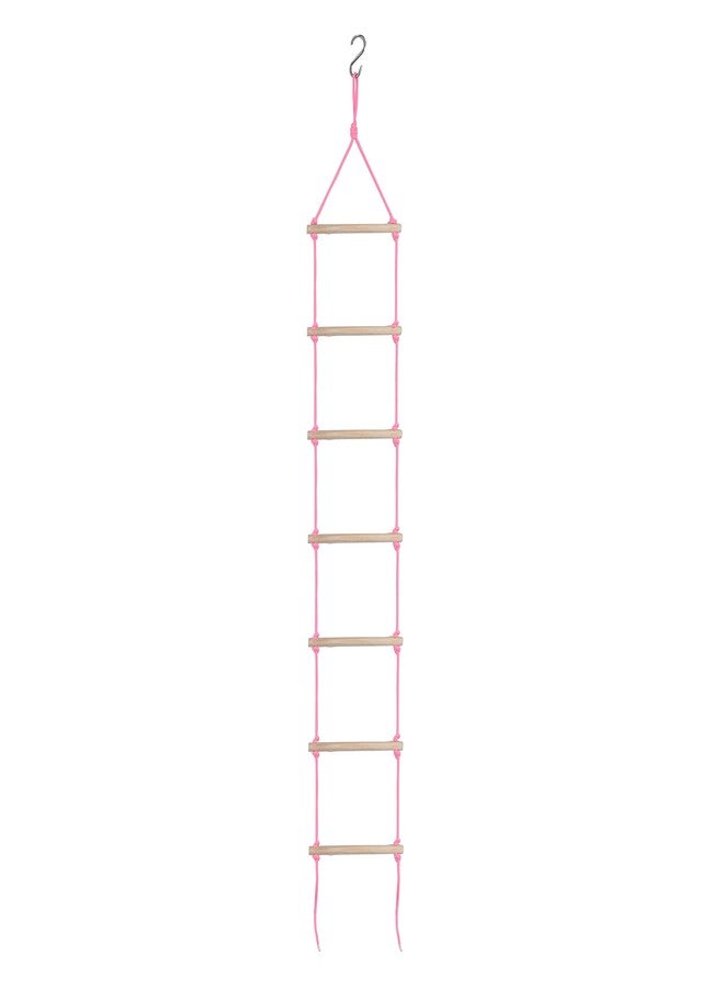 LENDZEE Rope Ladder for Kids | Climbing Ladder for Kids | Wooden Ninja for Kids for Physical Activity | Indoor Outdoor Games for Kids (Pink) - Image 1