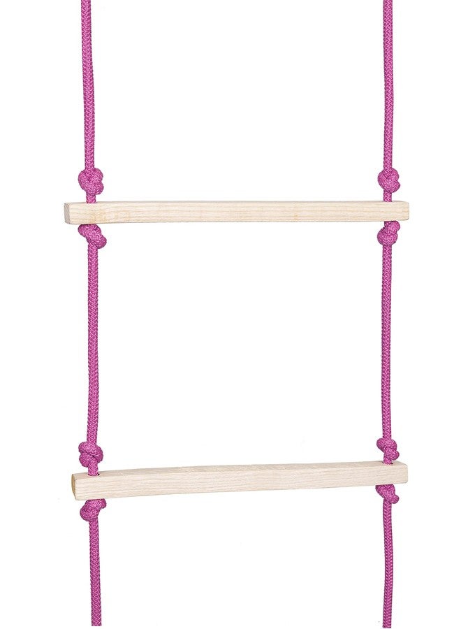 LENDZEE Rope Ladder for Kids | Climbing Ladder for Kids | Wooden Ninja for Kids for Physical Activity | Indoor Outdoor Games for Kids (Pink) - Image 4