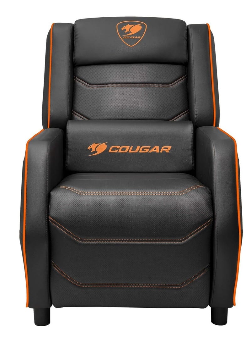 Cougar Gaming Sofa Ranger S, Steel-Frame, Breathable Pvc Leather, With Lumbar Pillow, 157° Recliner System, 160Kg Weight Capacity- Orange - Image 1