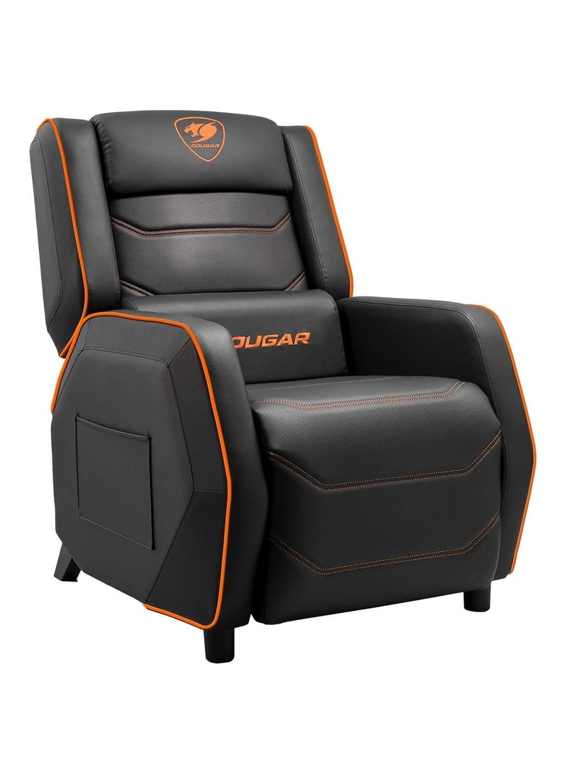 Cougar Gaming Sofa Ranger S, Steel-Frame, Breathable Pvc Leather, With Lumbar Pillow, 157° Recliner System, 160Kg Weight Capacity- Orange - Image 2