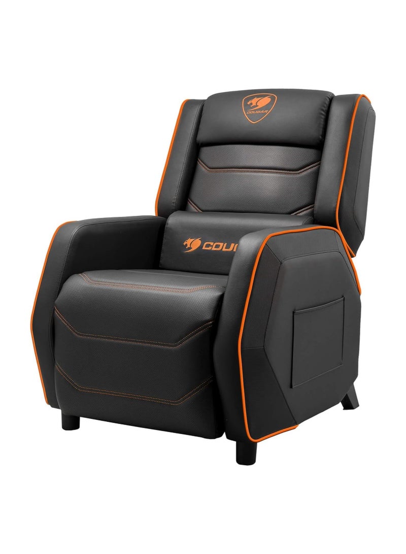 Cougar Gaming Sofa Ranger S, Steel-Frame, Breathable Pvc Leather, With Lumbar Pillow, 157° Recliner System, 160Kg Weight Capacity- Orange - Image 3