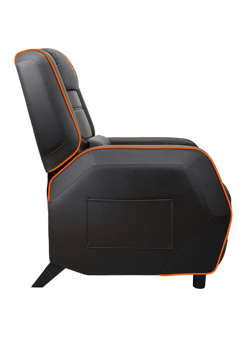 Cougar Gaming Sofa Ranger S, Steel-Frame, Breathable Pvc Leather, With Lumbar Pillow, 157° Recliner System, 160Kg Weight Capacity- Orange - Image 4