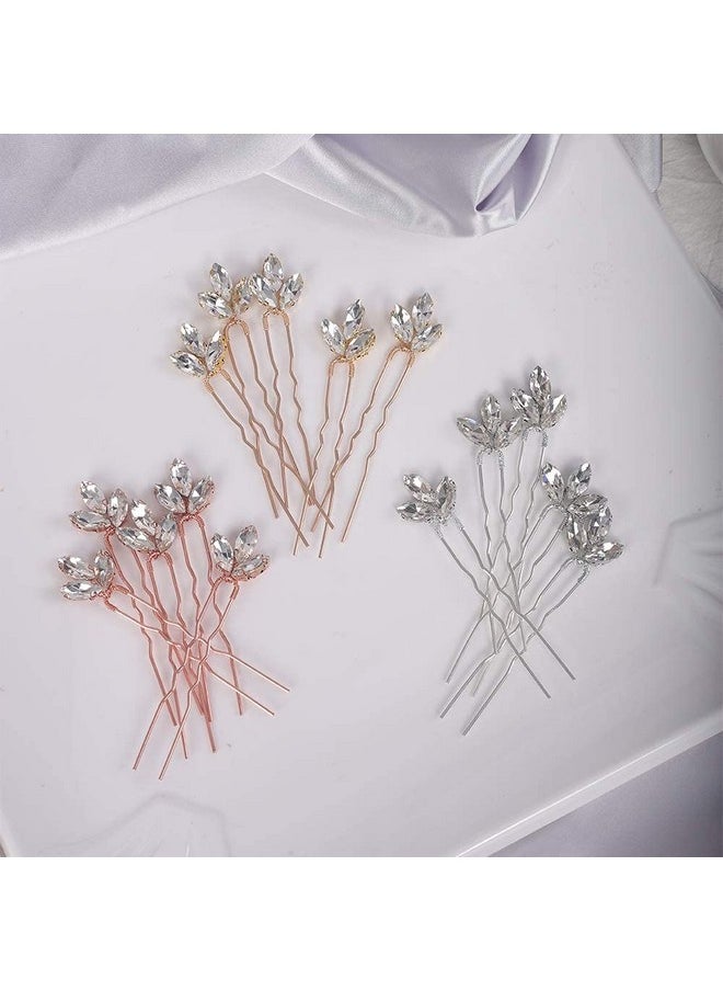 YERTTER Wedding Hair Pins Set Of 5 Hair Pins Rhinestones Bridal Clip Accessories For Bride And Bridesmaids (Rose Gold)  - Image 4