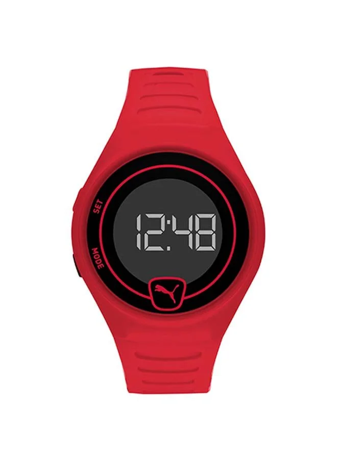 بوما Men's Digital Watch With Red Silicone Strap 5 ATM - PU P5029