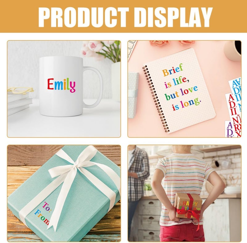 SAFIGLE 12 ورقة ملصقات حروف أبجدية ملونة مقاومة للماء وملصقات أرقام للحرف DIY، ملصقات حروف صغيرة ذاتية اللصق للصندوق البريدي، النافذة، الباب، المفكرة، ولوح الملصقات. - Image 5