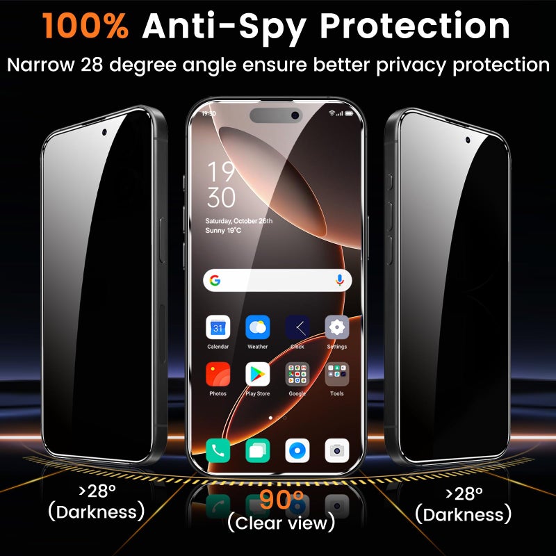 Lesakit 4+4 Pack Privacy Screen Protector for iPhone 16 Pro Max 6.9-Inch with 4 Pack Camera Lens Protector, Anti Spy Tempered Glass Film 9H Hardness Case Friendly - Image 3