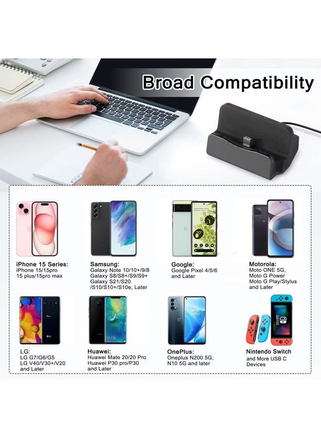 AKWOR قاعدة شحن USB C لهواتف iPhone 15 Series وSamsung Galaxy وLG وHTC وGoogle Pixel والمزيد من هواتف Type-C، قاعدة شحن USB C لجهاز Switch/Switch Lite - Image 4