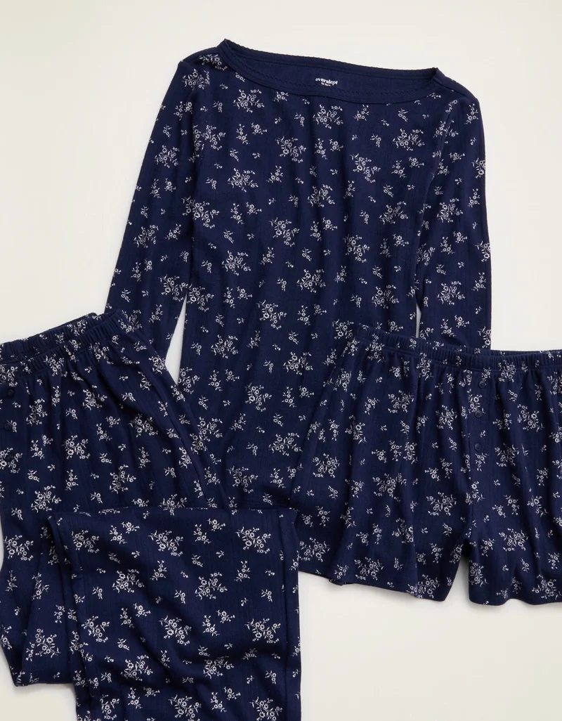 Aerie  OVERSLEPT by Aerie Pointelle Elbow Sleeve Top for Women | Best Price UAE