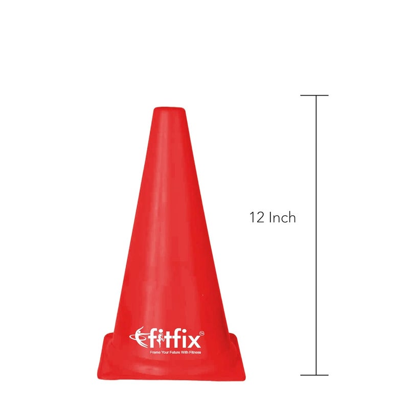 Fitfix مؤشرات الرشاقة مخروطية بلاستيكية لكرة القدم، الكريكيت، تدريب مخروط المرور، رشاقة الكلاب، مسار كرة القدم والكريكيت والرياضات الميدانية والتدريب الخارجي - متعددة الألوان (عبوة من 12) (ارتفاع 12 بوصة - كبيرة) مع حقيبة تخزين قوية - Image 2