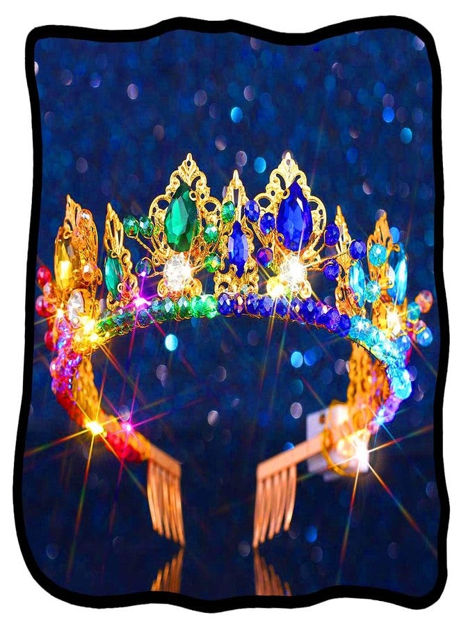 ووي طوق رأس مضيء على شكل تاج كريستالي ملون من Woeoe مع أمشاط، إكسسوارات شعر مثالية لمهرجانات الرقص للنساء - Image 1