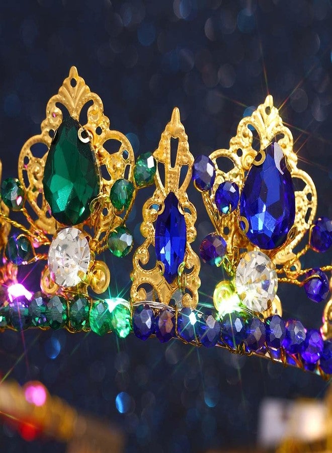 ووي طوق رأس مضيء على شكل تاج كريستالي ملون من Woeoe مع أمشاط، إكسسوارات شعر مثالية لمهرجانات الرقص للنساء - Image 4