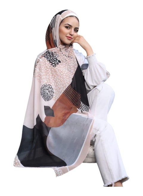 وشاح شيفون كريب متعدد الالوان طباعة ديجيتال