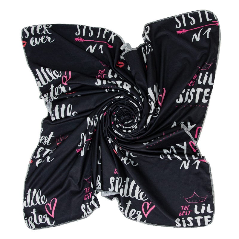 جالا بلومر Newborn Receiving Blanket Headband Set Flower Print Baby Swaddle Blankets (Black Sister) - Image 5