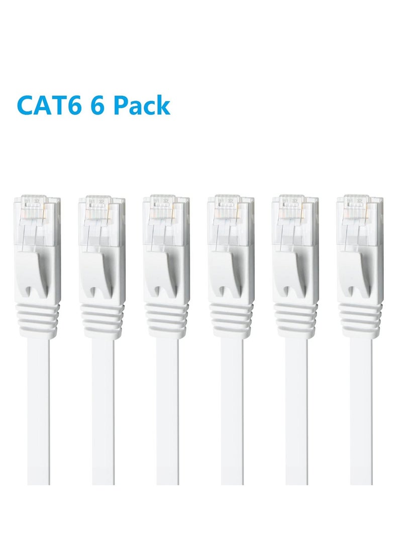 SYOSI - كابل إيثرنت CAT 6، مجموعة من 6 أسلاك توصيل LAN عالية السرعة ومسطحة من CAT6 Gigabit بطول 3 أقدام، موصل RJ45 نحاسي خالٍ من التشابك للمودم والموجه والكمبيوتر - Image 1