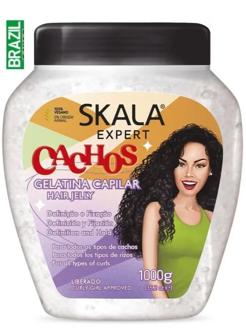 Skala Cachos Brazilian Hair Jelly, 1000g - Define & Enhance Curls with Long-Lasting Hold