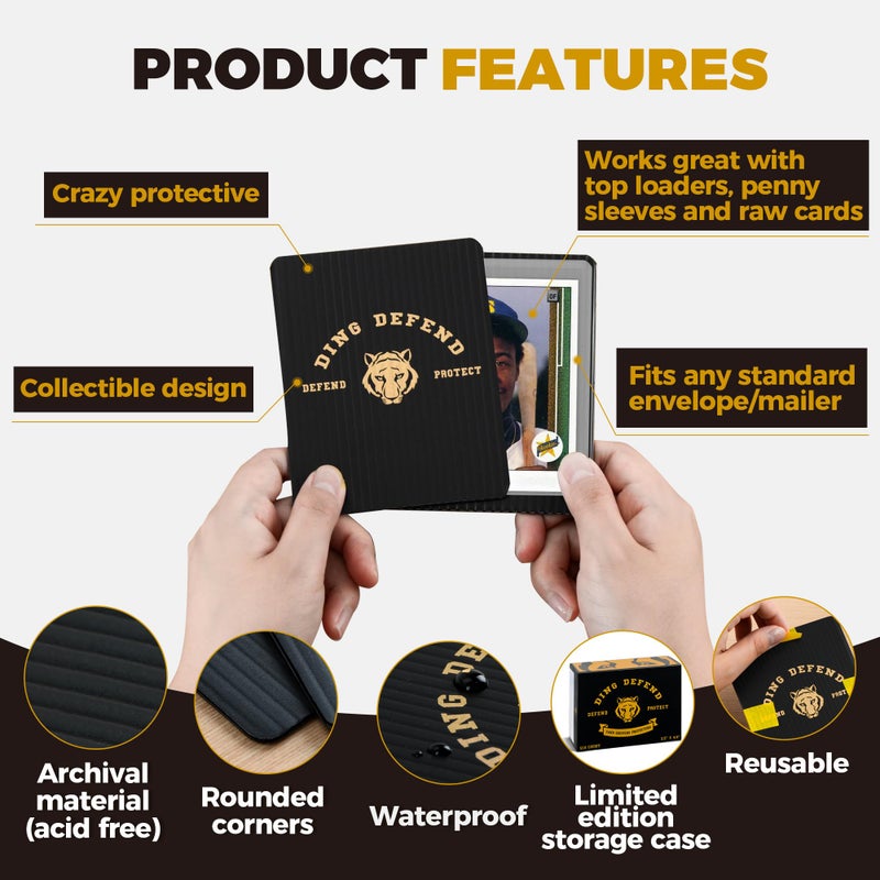 Storage Standard 510 Pack Ding Defend Trading Card Shipping Protectors Hard Plastic Card Slab - Tiger Design Card Guard For Collectible Cards  Card Mailing Supplies & Hobby Supplies - 3.5 X 4.5 Inches  Packaging Pads - Image 3