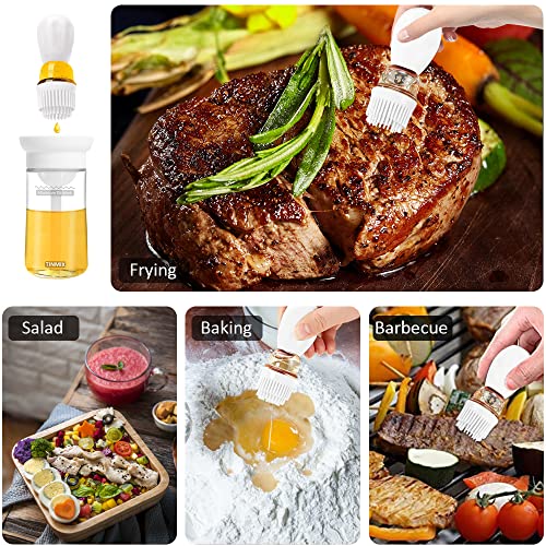 TINMIX Oil Dispenser Bottle with Silicone Basting Brush - Kitchen Olive Oil Bottle for Cooking Vinegar Sauce BBQ Grill Frying Baking, Kitchen Aid, T-OB21S, Grey - Image 5
