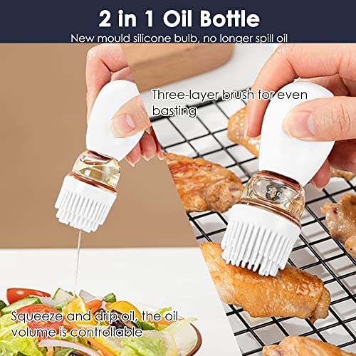 TINMIX Oil Dispenser Bottle with Silicone Basting Brush - Kitchen Olive Oil Bottle for Cooking Vinegar Sauce BBQ Grill Frying Baking, Kitchen Aid, T-OB21S, Grey - Image 3