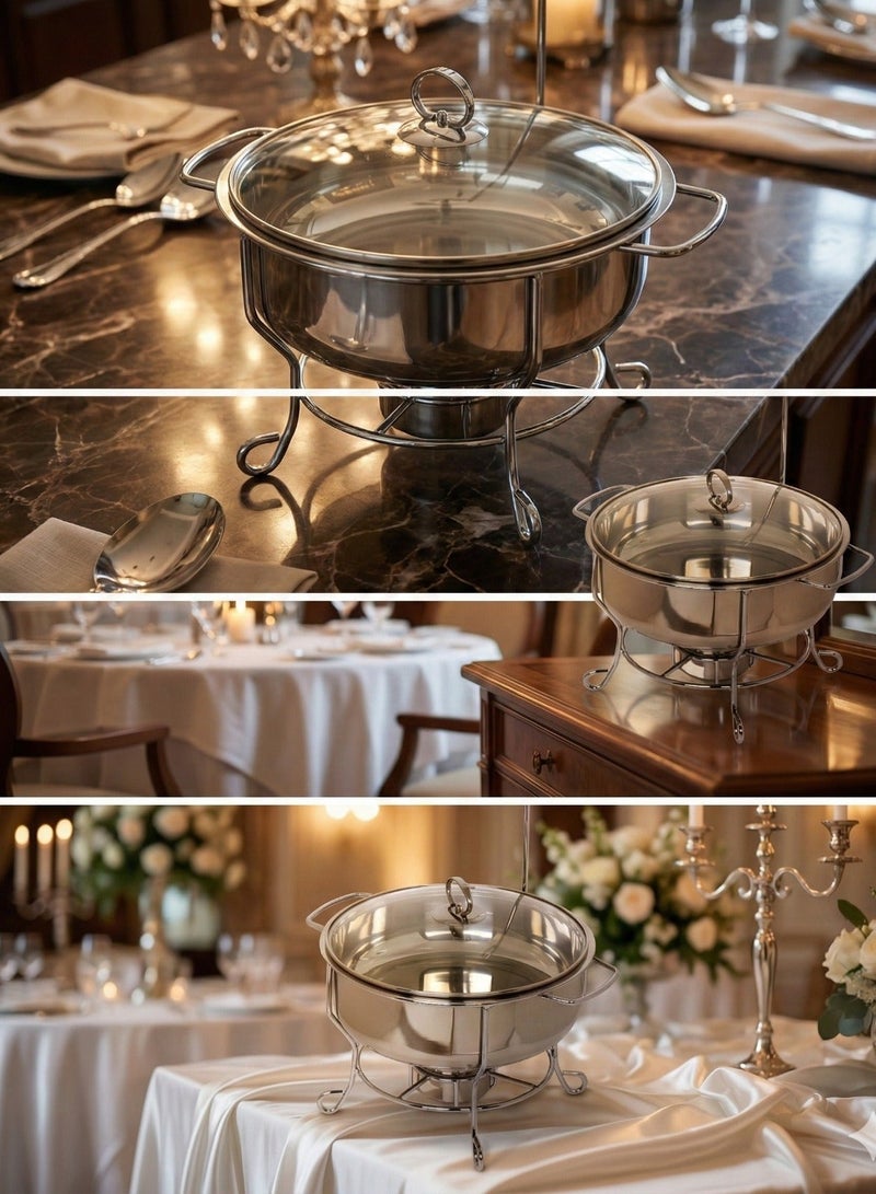 HOMEVEO 6 Liter Stainless Steel Buffet Warmer - Elegant Silver Design for Banquets with High Quality. - Image 3