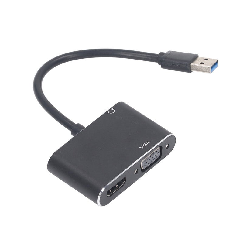 اتش دي ام اي محول USB 3.0 إلى HD VGA مزدوج الواجهة من الفولاذ المقاوم للصدأ - محول USB 3.0 إلى فيديو بدقة Full HD 1080P لإعداد الشاشة المزدوجة - Image 1